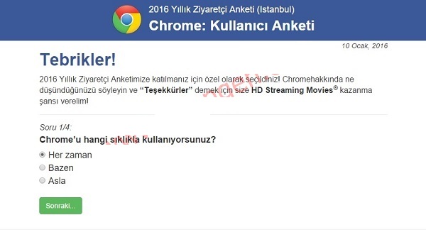 Google Chrome Anket Nedir Nasıl Temizlenir