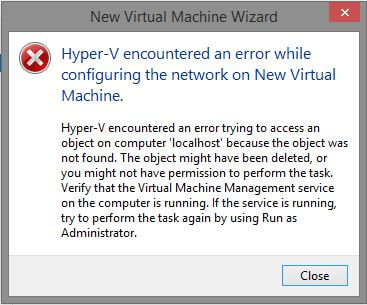 Hyper-V “encountered an error trying to access” hata çözümü
