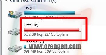 Windows Disk Dolu Hatası Çözümü